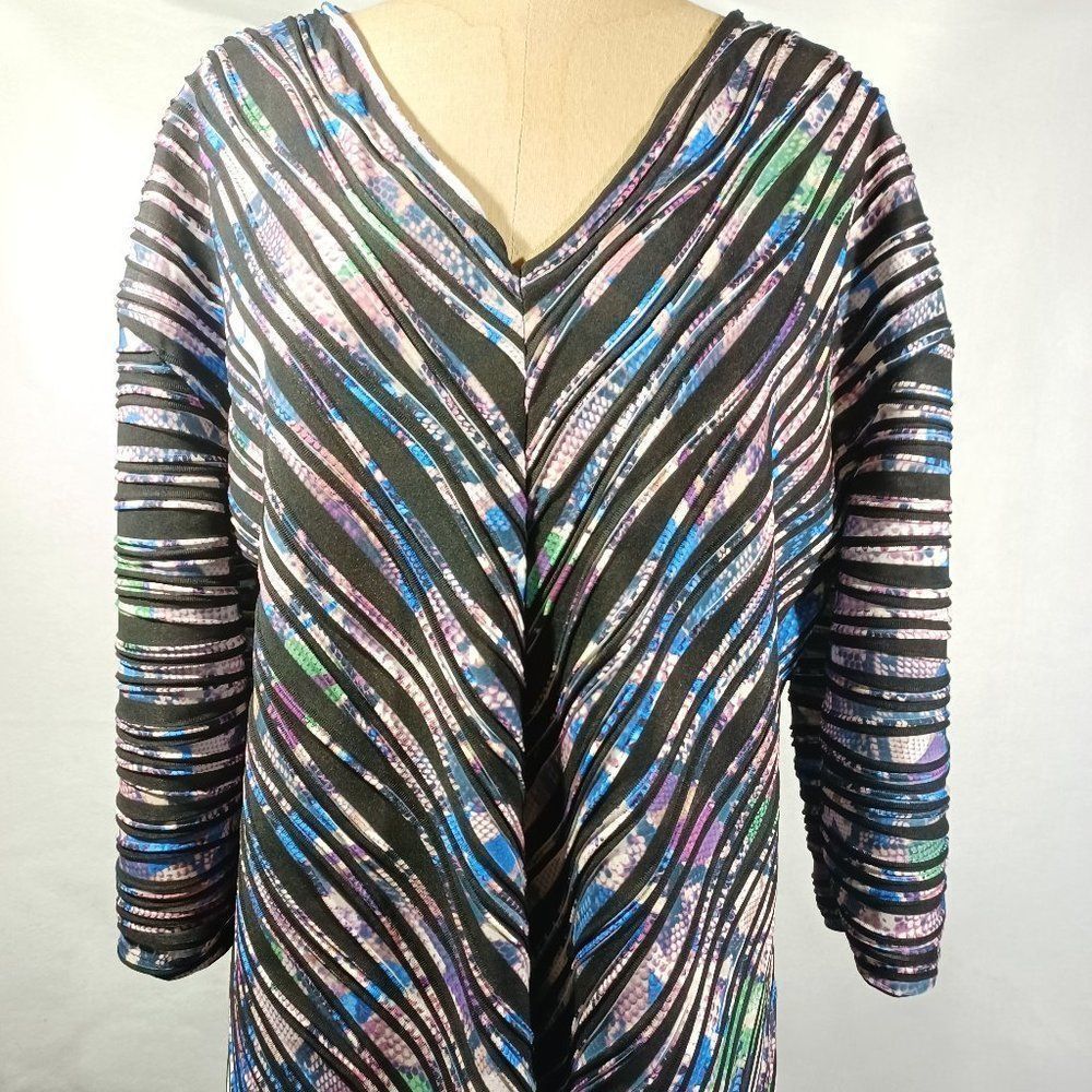 DANA BUCHMAN MULTI-COLOR LONG SLEEVE V-NECK TUNIC DRESS CASUAL TOP SIZE XL
